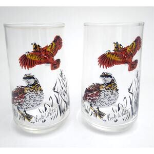 Vtg Bob-White Quail Tumblers Drinking Glasses